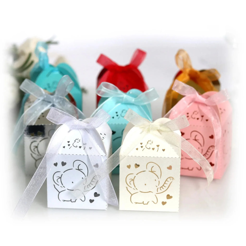 10pcs Elephant Shaped Candy Box for Baby Shower Cute Gift Boxes for Children Birthday Party Favors Box Candy Packaging Supplies Oasis Select
