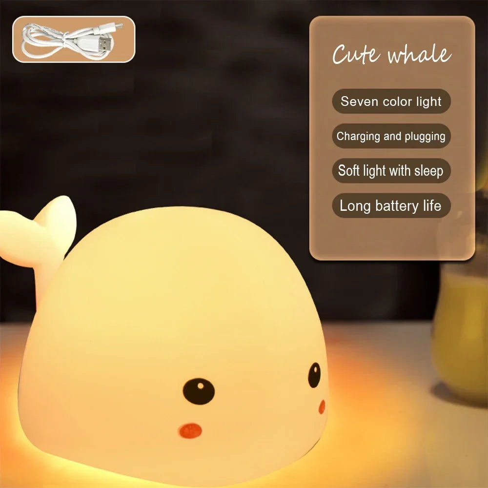 LED Night Light Cute Little Bear/Deer Cartoon Animal Children's Silicone Light USB Charging Bedside Decoration Birthday Gift Oasis Select X020-C