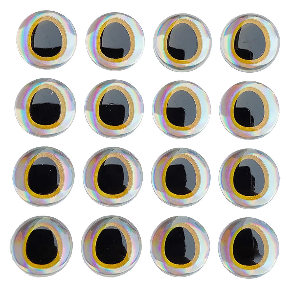100PCS 6-12mm Fishing Lure Eyes 3D-Holographic Simulation Fly Bait Artificial Silver/Red/Gold Fish Eyes Sticker For DIY Fishing Oasis Select 3 12mm