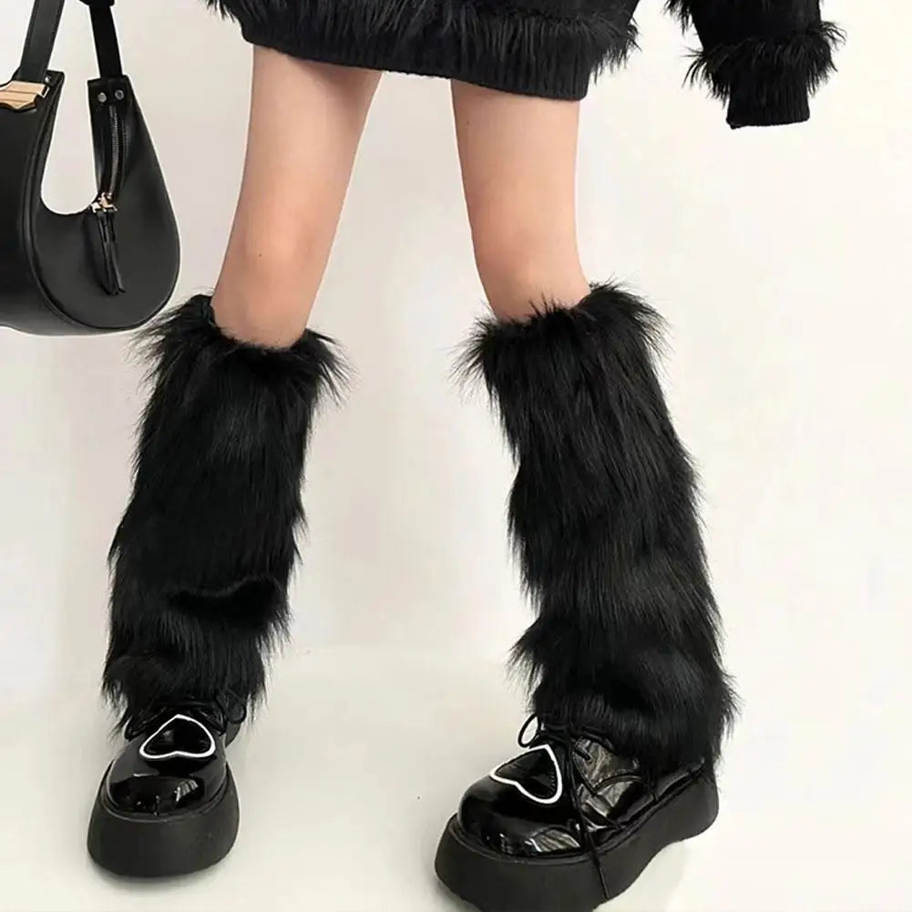 Women Faux Fur Leg Warmers Women Fall Leggings Jk Boots Stocking Girls Lolita Punk Boot Cover Harajuku Fur Foot Warming Cover Oasis Select