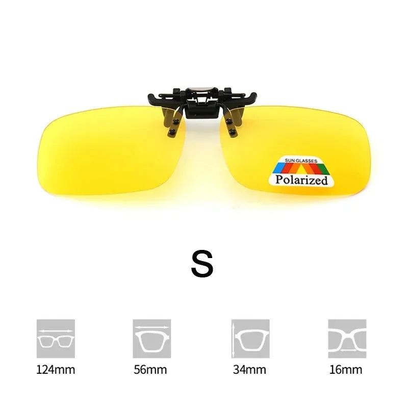 Polarized Sunglasses Clips Glasses Clip Driving Night Vision Eyeglasses UV400 Outdoor Shades High Definition Sun Glasses Clips Oasis Select S Yellow-1pc