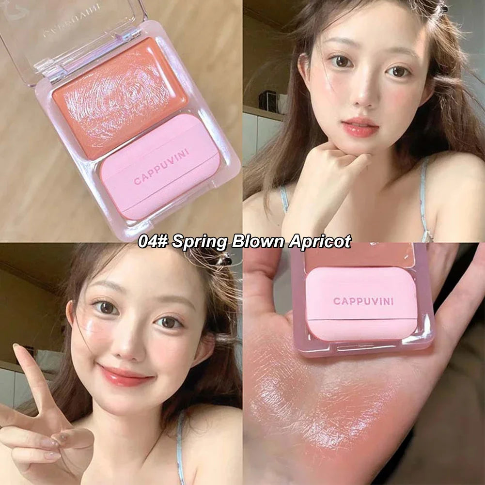 Portable Single Color Cream Blush Cute Gradient Heart Design Comes with Sponge Soft Natural Glow Blush for Daily Makeup Oasis Select 04