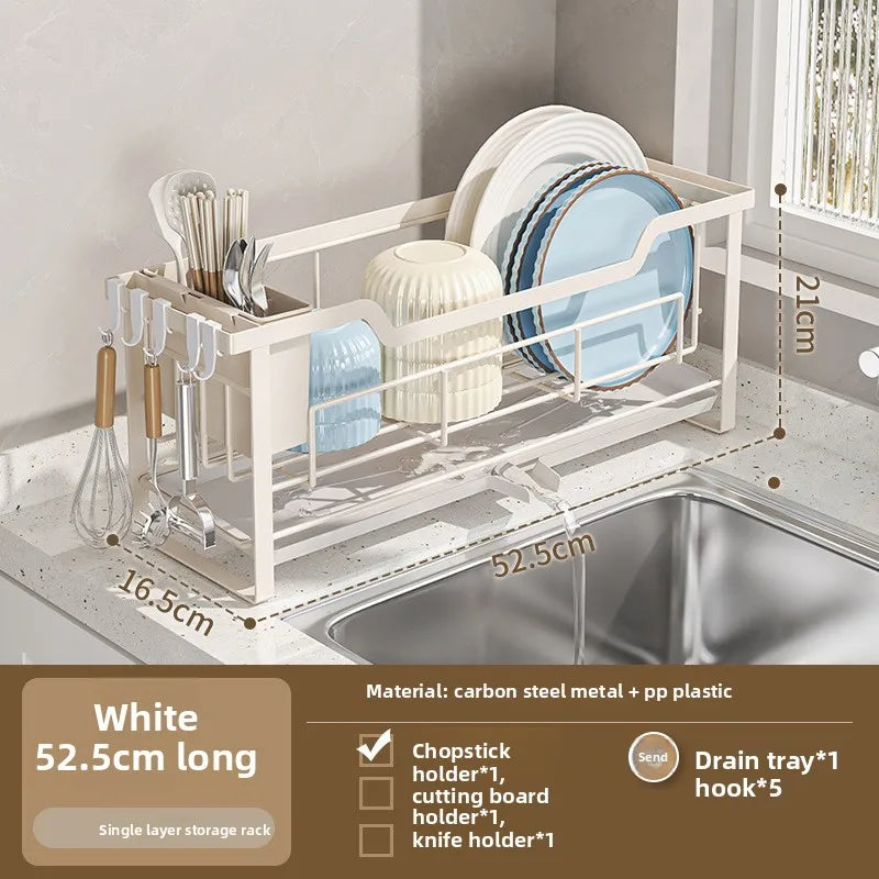 kitchen windowsill cutting board, bowl and chopstick draining rack, no need to install small bowl and dish storage racks Oasis Select 52.5cm white KT