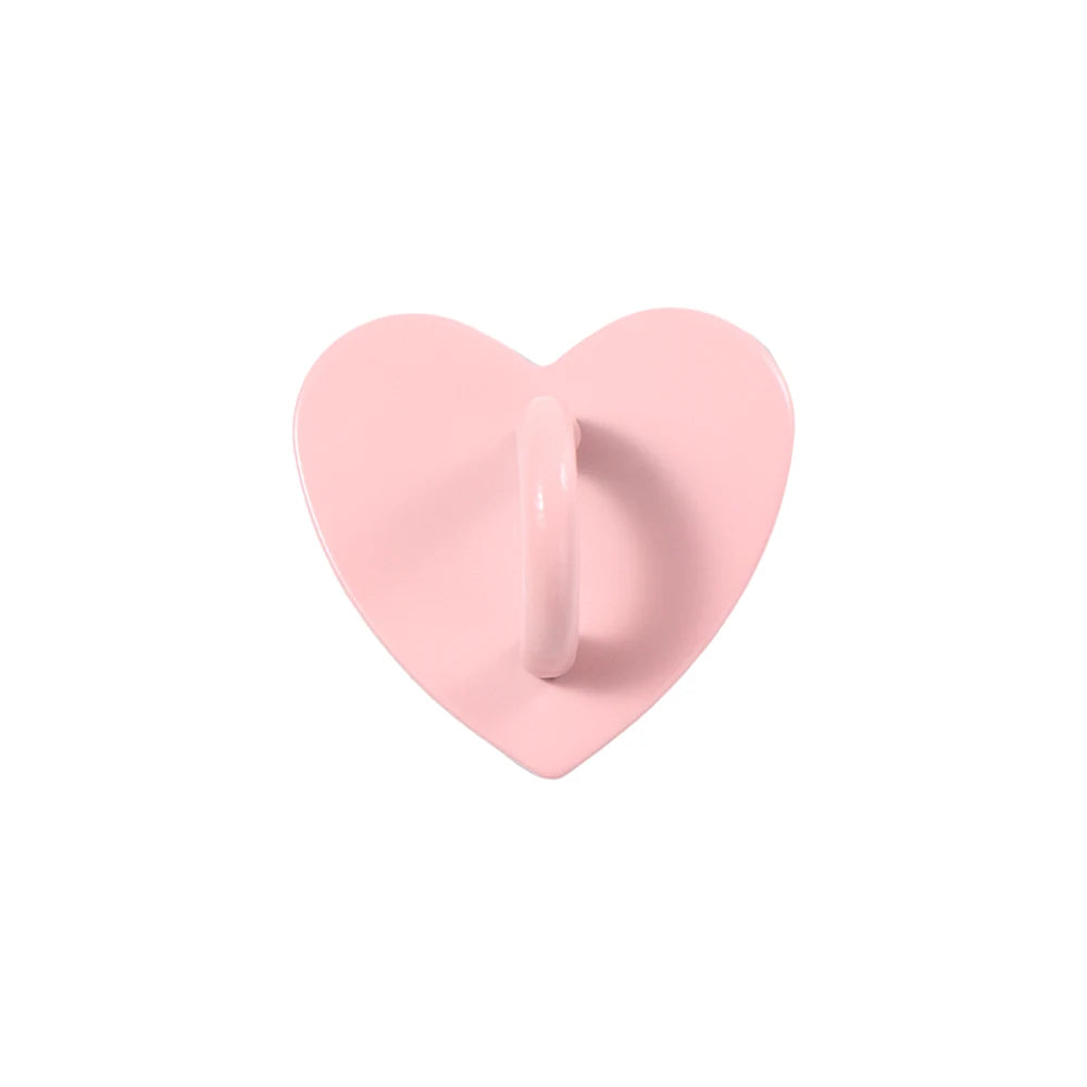 2Pcs Kawaii Adhesive Metal Heart Phone Charm Holder Mobile Phone Case Finger Ring Stand Hooks Buckle Charms Clasp Accessories Oasis Select Pink
