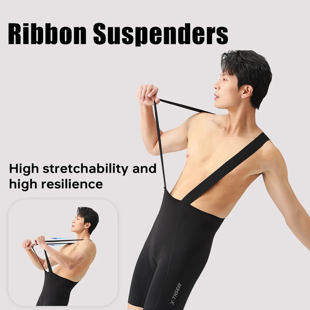 X-TIGER Men Cycling Shorts120 High Density Buffering Cushion Cycling Bib Pants MTB Road Bike 8 Hours Long Distance Cycling Pants Oasis Select