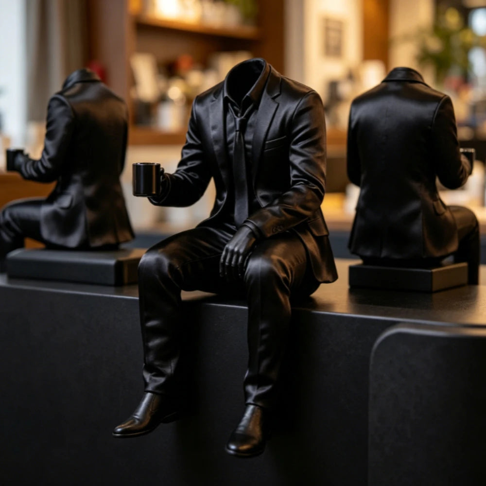 Elegant Coffee Faceless Gentleman Edge Decor Man Sculpture Handcraft Boss Gifts Bookshelf Study Room Ornaments Office Desk Decor Oasis Select