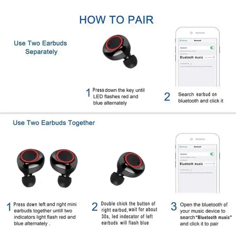 New TWS Bluetooth Earphones Wireless Headset Deep Bass Earbuds True Wireless Stereo Headphones Sport Earphones Oasis Select