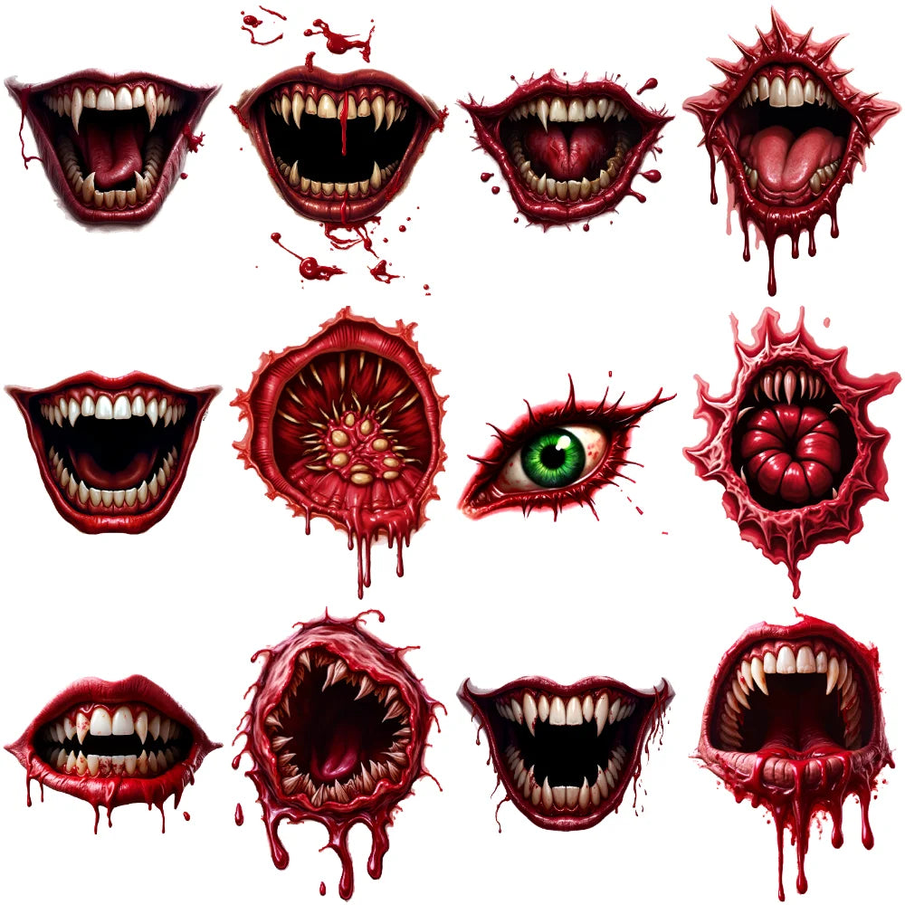 12-Pack Halloween Temporary Tattoos – 3D Waterproof Body Stickers