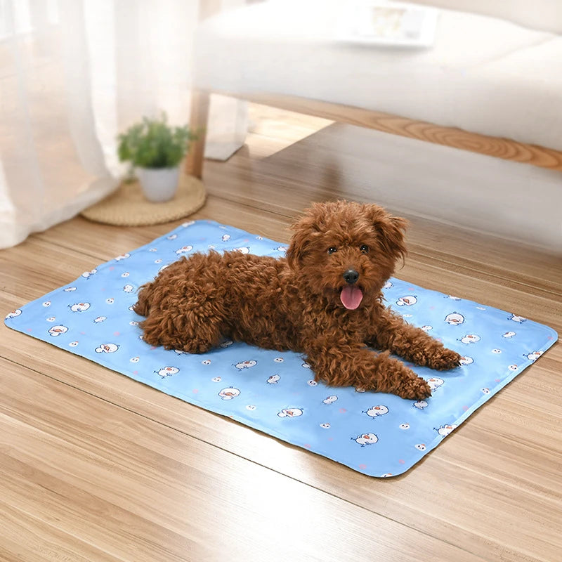 Summer Pet Cooling Mat for Dogs Cats Ice Silk Bed Pad Chill Sleeping Mat Reusable Non Toxic Non Slip for Pets Oasis Select