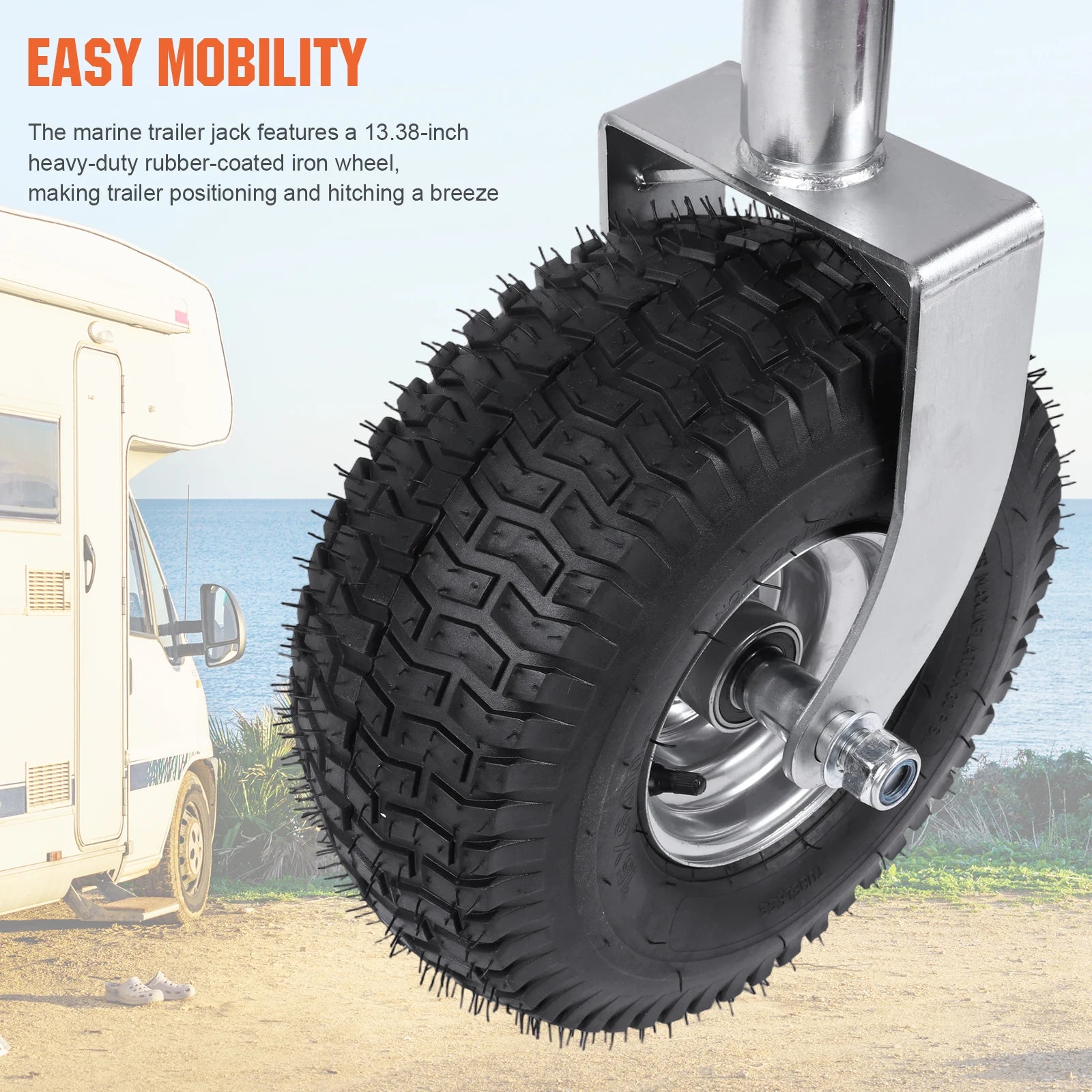 2000 lb Swivel Tongue Trailer Jack – 13.38" Wheel for RV & Boat Swivel Tongue Trailer Jack Oasis Select