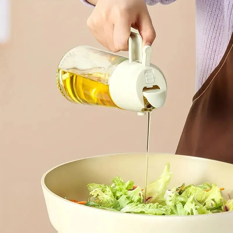 1pc 450ML Dual-Purpose Oil Mister Bottle with Automatic Shut-Off Sprayer - BPA-Free PET Plastic for Cooking, Grilling, Baking Oasis Select Ivory