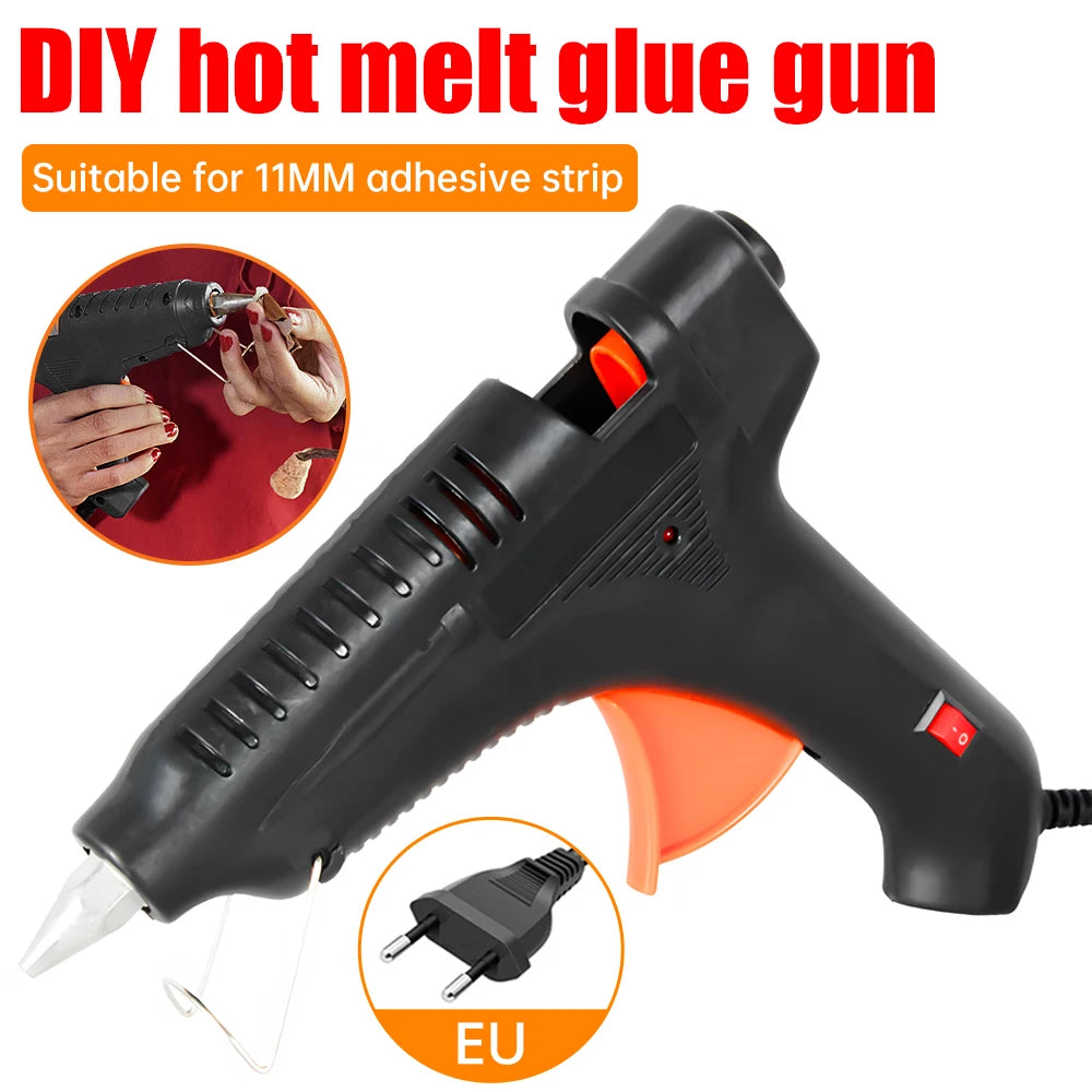 100/150W Household Lithium Electrothermal Glue Gun with Glue Sticks Industrial Guns Heat Temperature Thermo Electric Repair Tool Oasis Select EU Plug 100W
