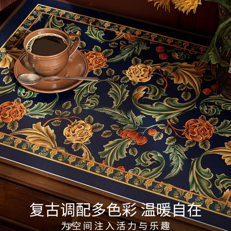 Retro American nightstand leather table mat light luxury waterproof wash free easy care dust tablecloth Oasis Select