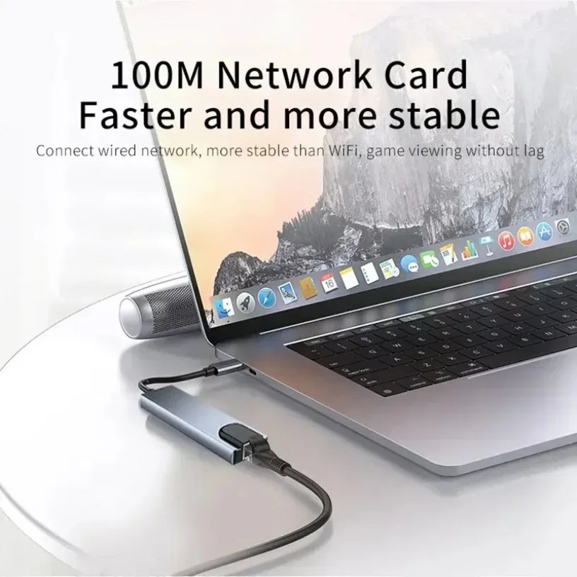 USB C HUB Type C Splitter Thunderbolt 3 Docking Station Laptop Adapter With For Macbook Air M1 iPad Pro RJ45 HDMI-compatible Oasis Select