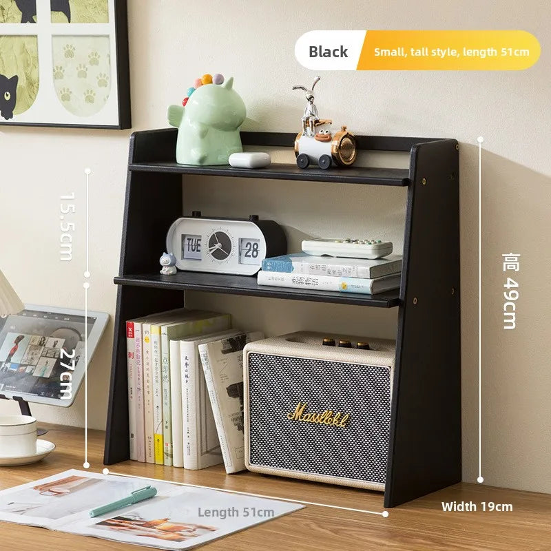 Medieval style shelves, household bedroom cabinets, student desk shelves, multi-layer simple display bookcases, storage shelves Oasis Select Black high 51