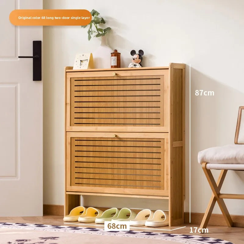 Ultra-thin shoe cabinet home door 2025 new retro black porch cabinet home tipping bucket storage shoe rack Oasis Select primary 2-70