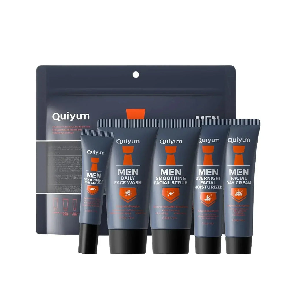 Professional Men Grooming Kit 5pcs Exfoliating Scrub Daily Moisturizer Day Night Cream Eye Treatment Set Healthy Skin Care Oasis Select