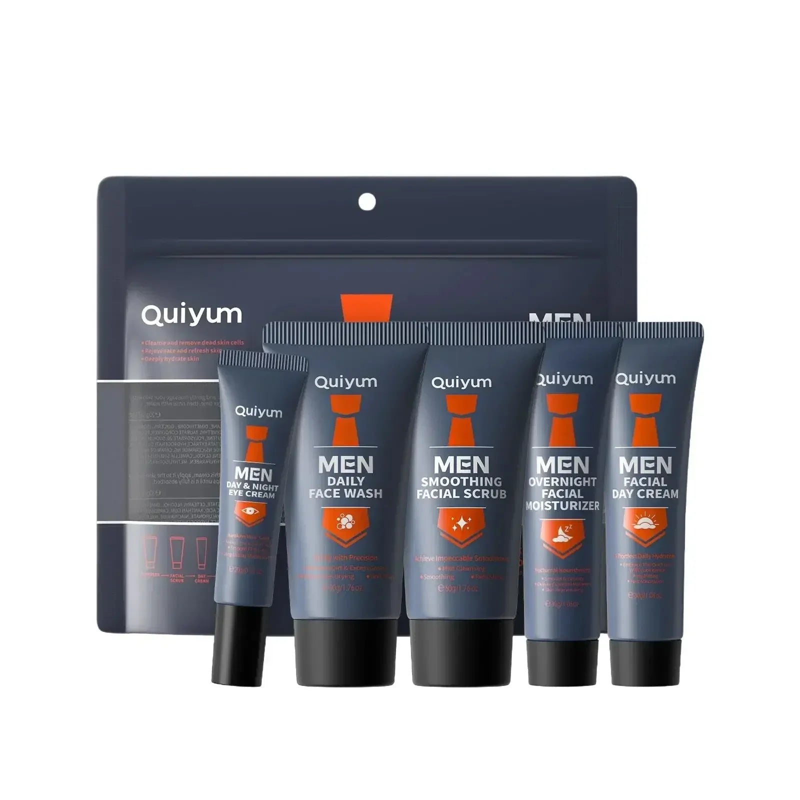 Professional Men Grooming Kit 5pcs Exfoliating Scrub Daily Moisturizer Day Night Cream Eye Treatment Set Healthy Skin Care Oasis Select
