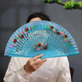 Traditional Classic Hand-painted Fan Colorful Hand Crafted Chinese Style Fan Antique Decorative Folding Fan Photography Prop Oasis Select Blue