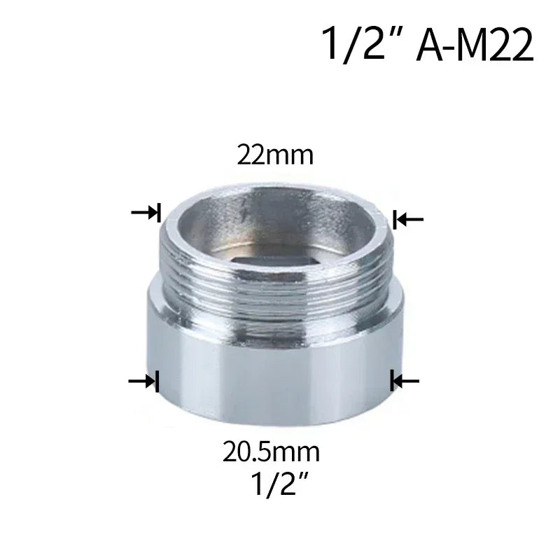 Water Faucet Coupler 1/2 To M16 M18 M20 M22 M24 M28 M32 Thread Connector Conversion Tap Adapter Fitting Bubbler Kitchen Bathroom Oasis Select A-M22 External