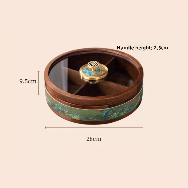 Solid Wood Grid Dried Fruit Box Chinese Style Household Living Room Light Luxury High-end Snack Melon Seed Storage Box Oasis Select
