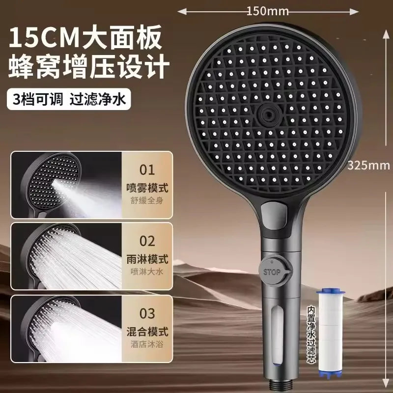 150mm 3-Mode Rainfall Shower Head with Filter | Zloog Rainfall Shower Head Oasis Select Upgraded Grey-c China Mainland