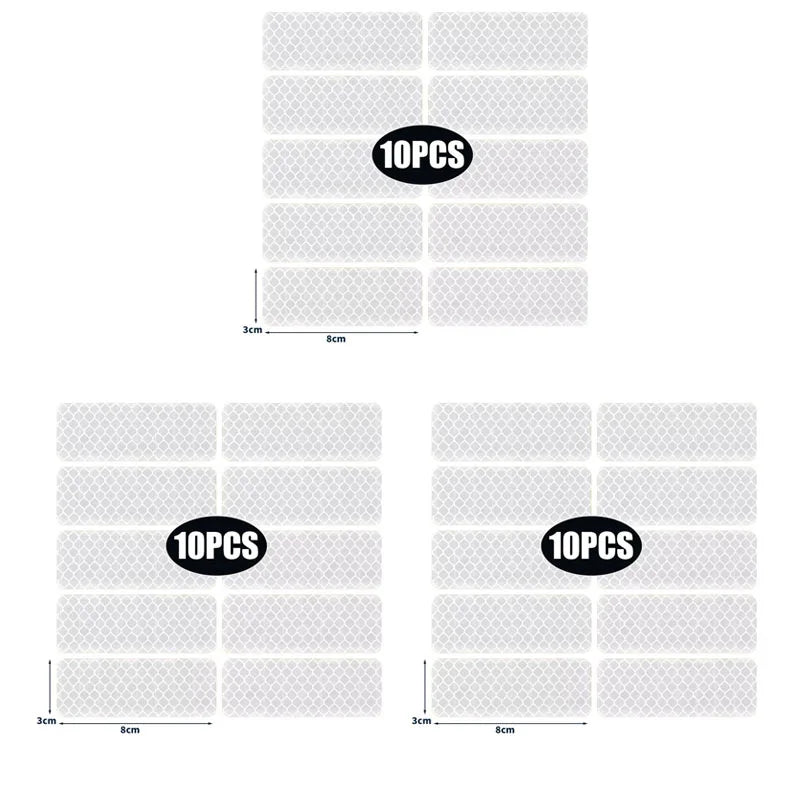 10/30PCS Car Truck Reflective Safety Warning Tape Waterproof Anti-Collision Reflective Patch Night Light Patch Reflector Sticker Oasis Select 30pcs White