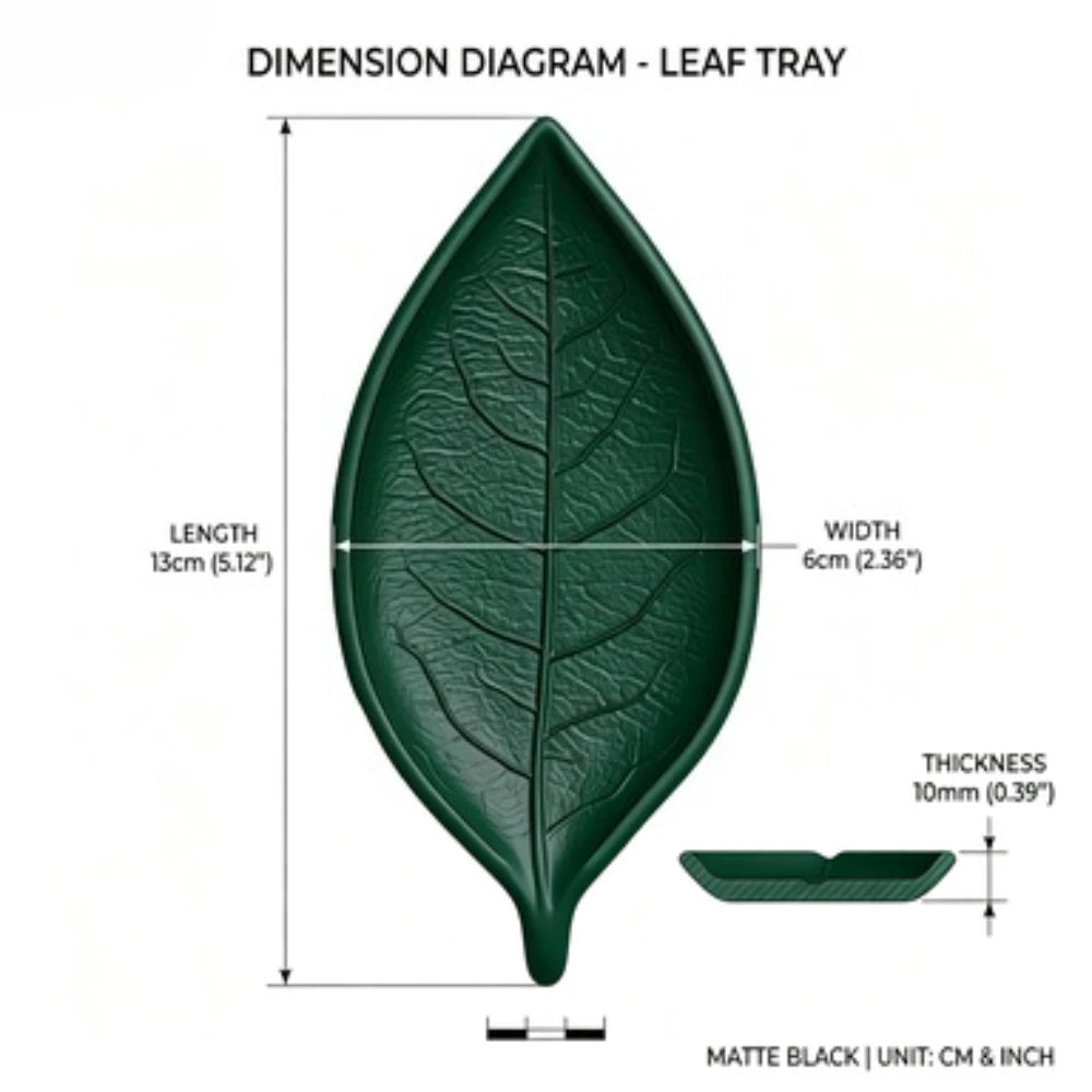 3D Printed Leaf Shape Jewelry Tray Ring Holder Unique Gift for Women Fashion Lovers Earring Necklace Display Dish Leaf Shaped Oasis Select green