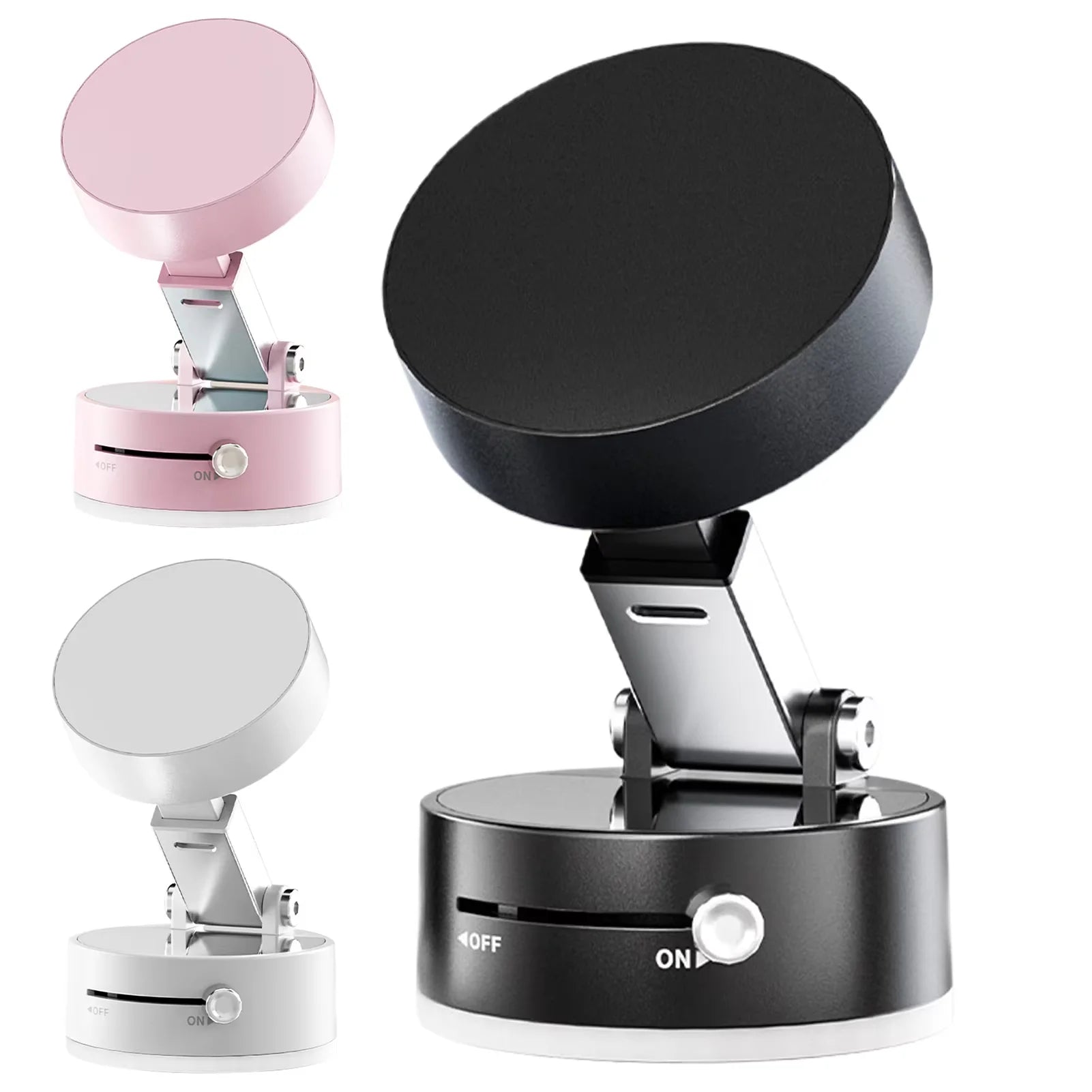 Adjustable Magnetic Phone Holder Portable Vacuum Bracket Double-Sided Suction Cup Lazy Stand for All Smartphones Oasis Select WHITE