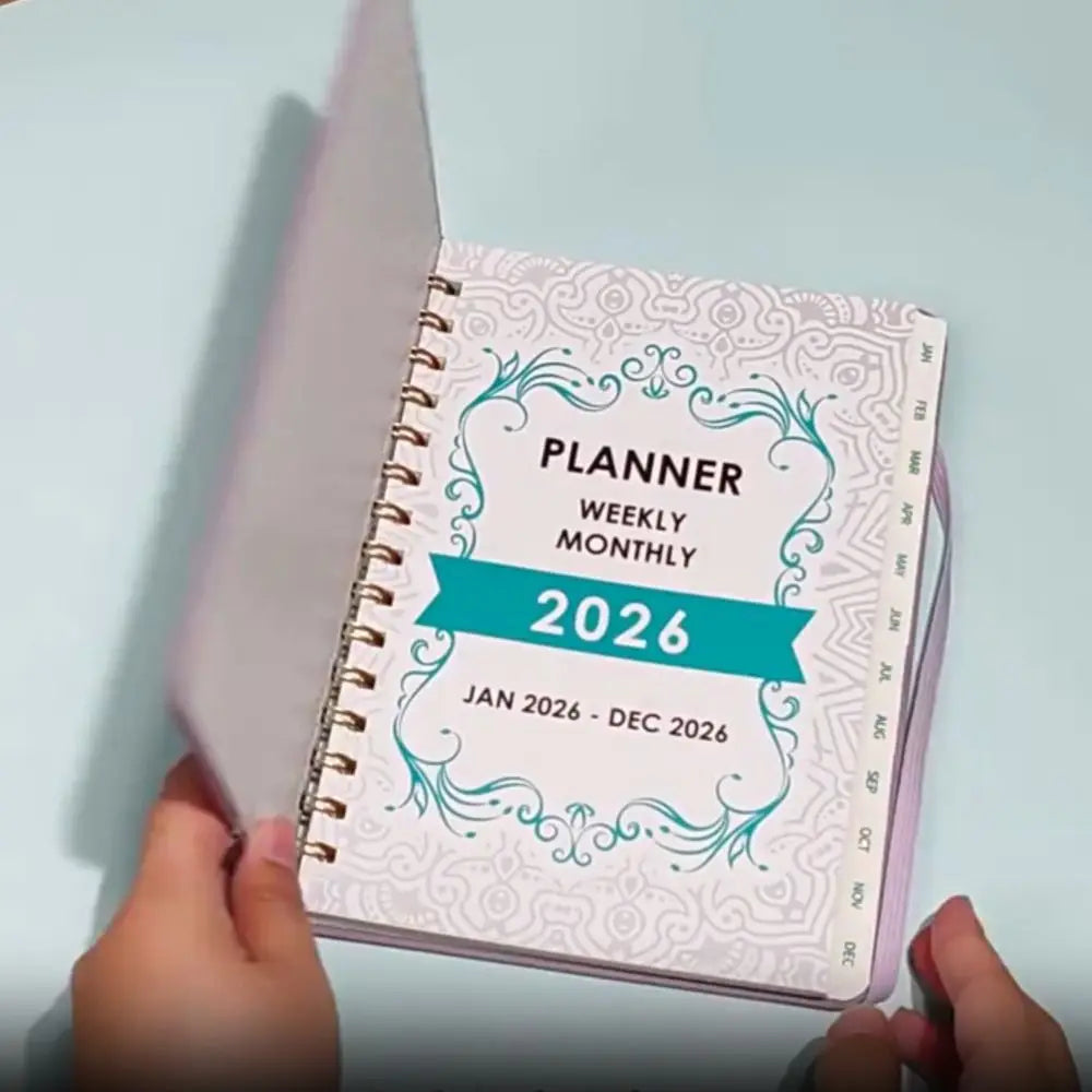 A5 2026 Weekly Monthly Planner PU Leather Cover Self-fill Coil Schedules Notebooks with Strap Calendar Daily Planner Notepad Oasis Select