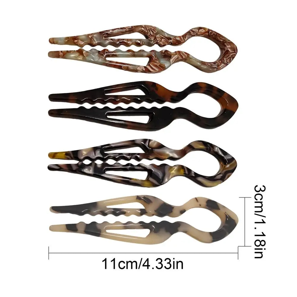 4Pcs U Shaped Hair Stick Vintage French Hair Pin Women Acetate Hair Accessories Diy Retro Hairstyle Tool New Hair Clips Oasis Select 4Pcs