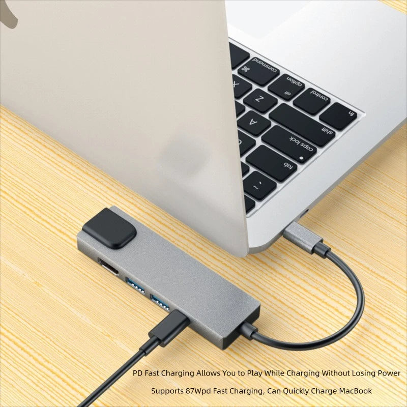 Type-C To 5Ports Docking Station HDMI 4K/RJ45 100M Splitter USB 3.0 5Gbps High Speed USB C 5 in 1 HUB Adapter For Laptop Macbook Oasis Select