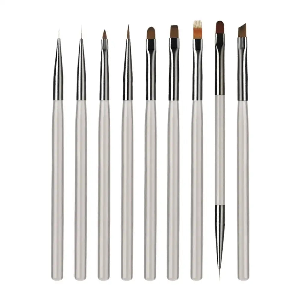 Nail Art Brush Set – Fine Detail, Acrylic & UV Gel Brushes Nail Art Brush Set Oasis Select 9PCS-grey