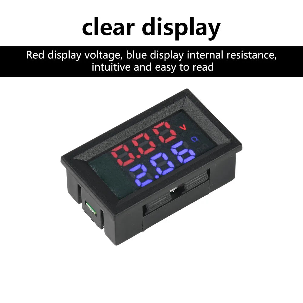 DC 4-12V VR452 Internal Resistance Tester 0.56-inch Dual Digital Battery Voltage Internal Resistance Tester Red Blue Display Oasis Select