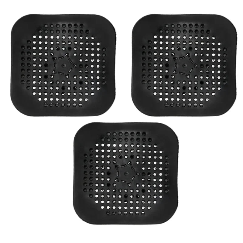3-Pack Silicone Drain Hair Catcher – Shower, Sink & Bathtub Drain Hair Catcher Oasis Select Black 3pcs