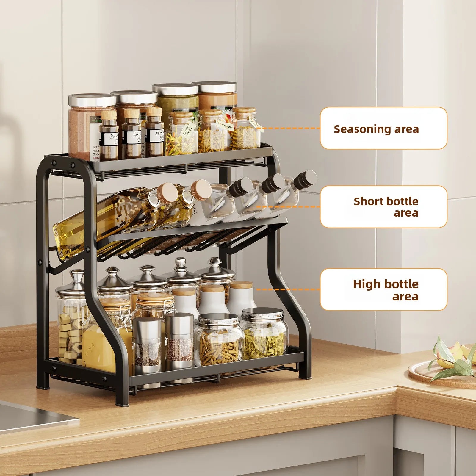 Kitchen rack, seasoning rack, countertop, soy sauce seasoning, seasoning storage, shelf, household goods Oasis Select