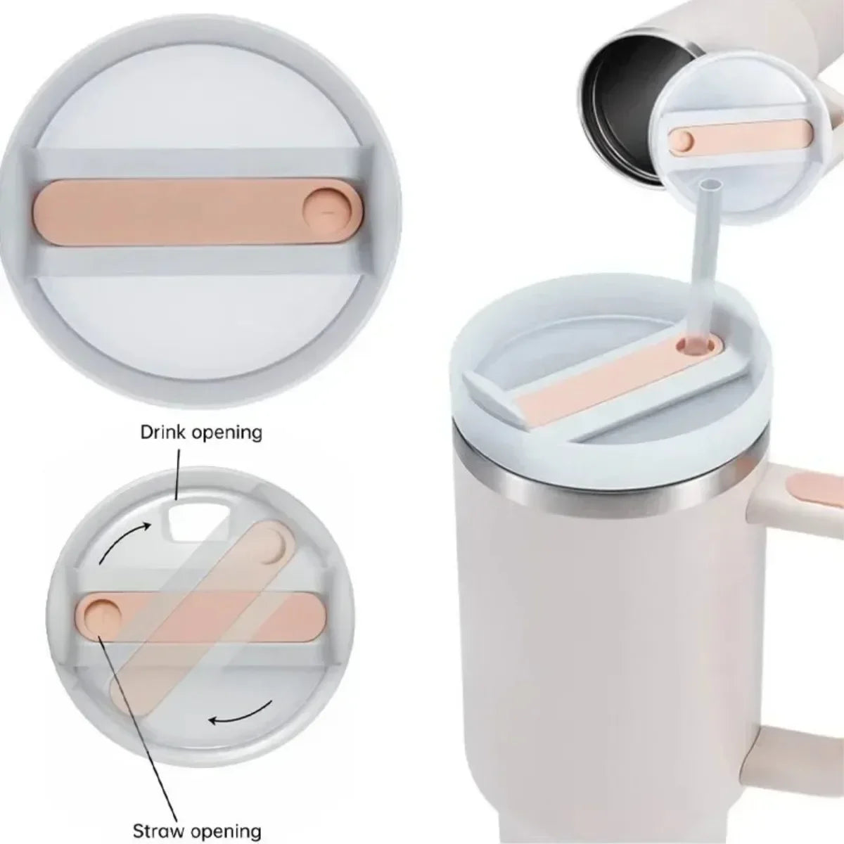40Oz Sealing Bottle Cover Splash Spill Proof Plain Plastic Replacement Lids for Stanley Quencher H2.0 40oz Tumber Cup Oasis Select