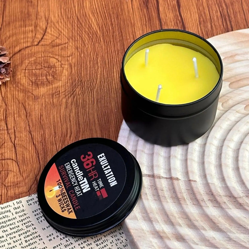 Emergency Candle 36 Hour Survival Candle 3 Wick Odorless Candle With Lid Survival Candle For Picnic Outdoor Camping Fishing Oasis Select