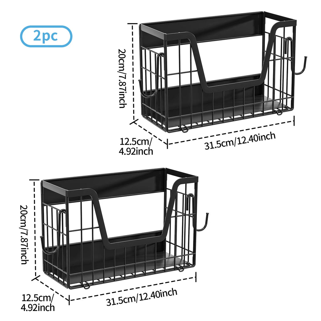 Magnetic refrigerator hanger foldable refrigerator side plastic wrap seasoning storage basket kitchen magnetic rack Oasis Select 2 black
