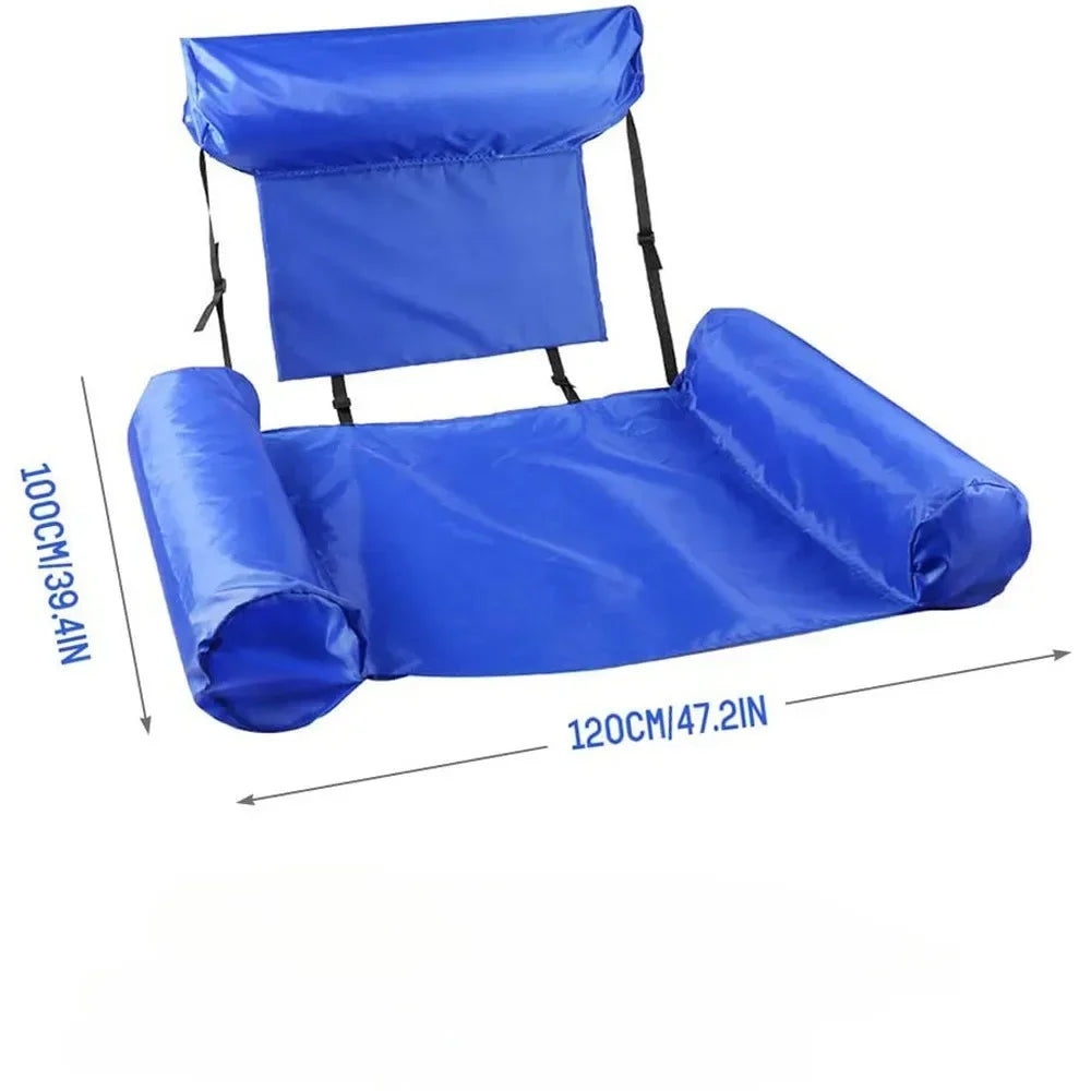 Foldable Inflatable Floating Row Pool Float Inflatable Chair Backrest Recliner Swimming Pool Water Hammock Beach Lounger Piscina Oasis Select