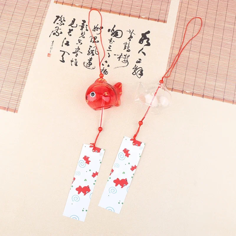 Wind Chime Chimes Japanese Glass s Style Goldfish Garden Hanging Outdoor Decor Pendant Furin Decorative Fish Ornament Oasis Select