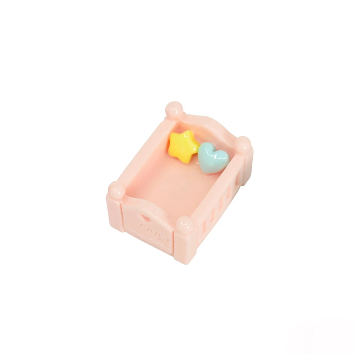 Miniature Resin Bed Micro Landscape Craft Hand Painted Simulation Statue, Wedding Cake Topper Dollhouse Garden Decor Oasis Select Pink