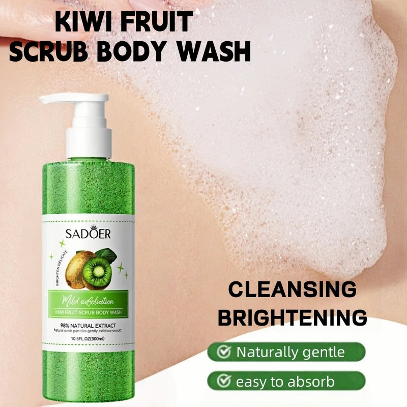 SADOER Kiwi Scrub Shower Gel 300ml | Natural Fruit Extract Exfoliating Shower Gel Oasis Select