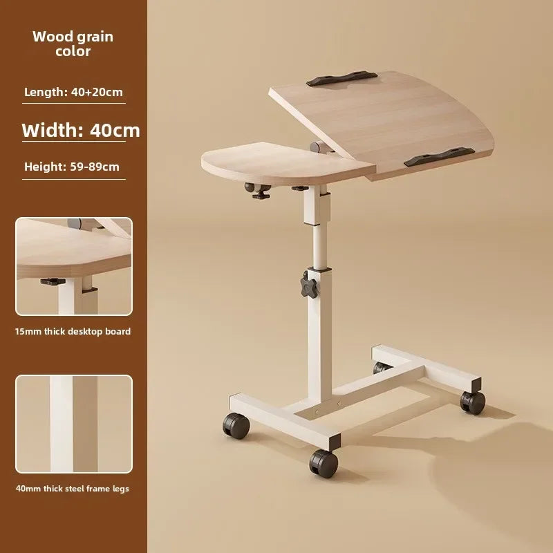 Multi-functional Household GoodsMovable Lifting Bedside Table, Living Room Sofa Side, Home Bedroom Computer Table Oasis Select Wood grain color A