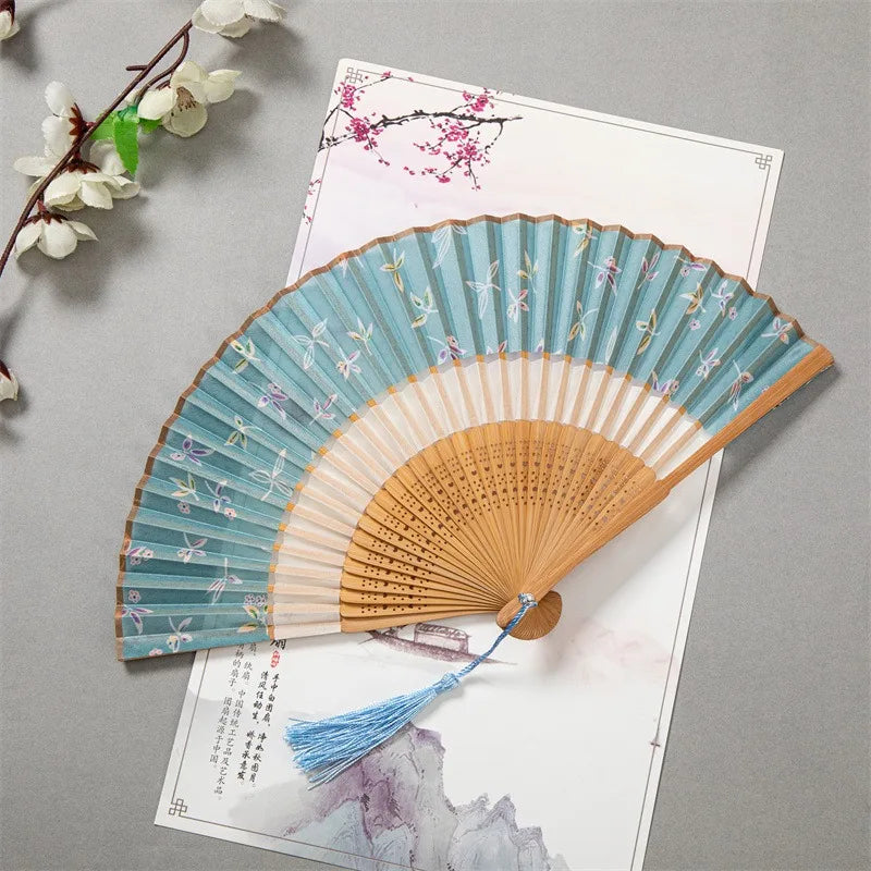 Japanese Style Kimono Folding Fan Small Lady Portable Summer Daily Fan Dance Decoration Fans Chinese Hanfu Cheongsam Photo Props Oasis Select B