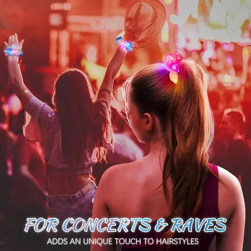 1-20PCS Light Up Scrunchie Flashing Hair Tie for Nightclub Party Rave DIY Glow in Dark Elastic Rope Accessory Concert Oasis Select