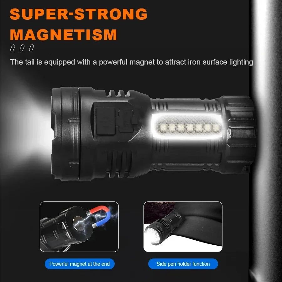 LED Strong Light Flashlight Long Range Rechargeable Outdoor Multifunctional Portable Magnetic Ultra Bright Mini Flashlight Oasis Select