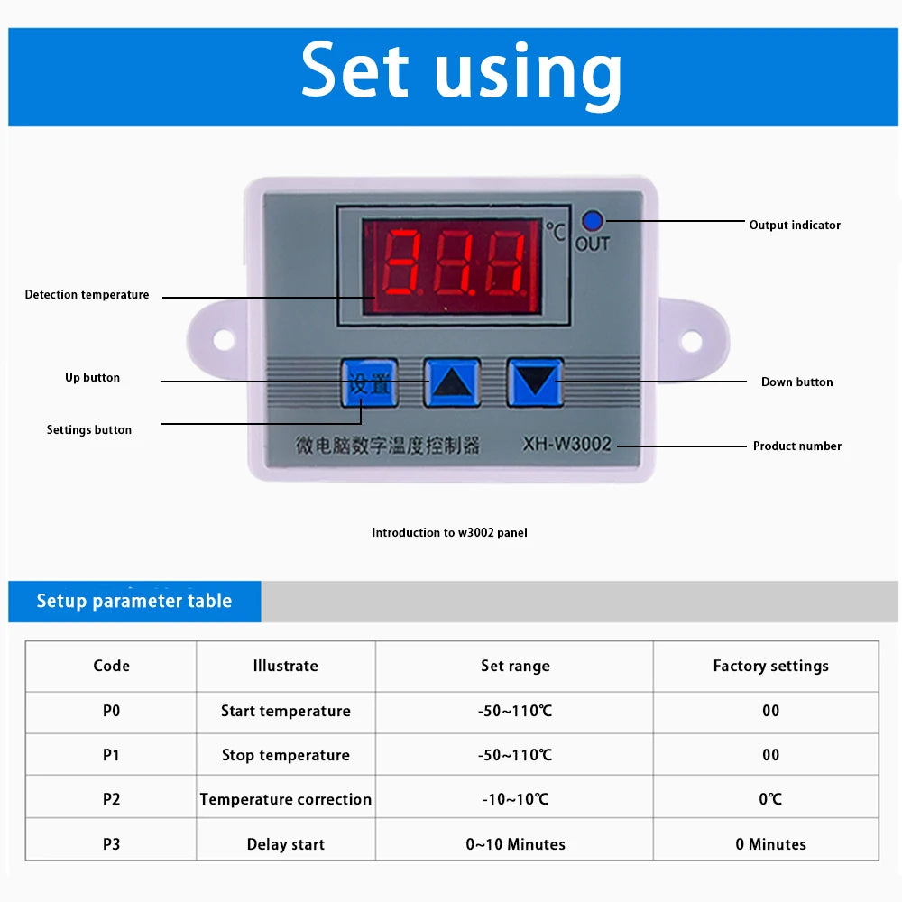 W3002 Digital Control Temperature Microcomputer Thermostat Switch Thermometer New Thermoregulator 12/24/220V For Arduino Oasis Select
