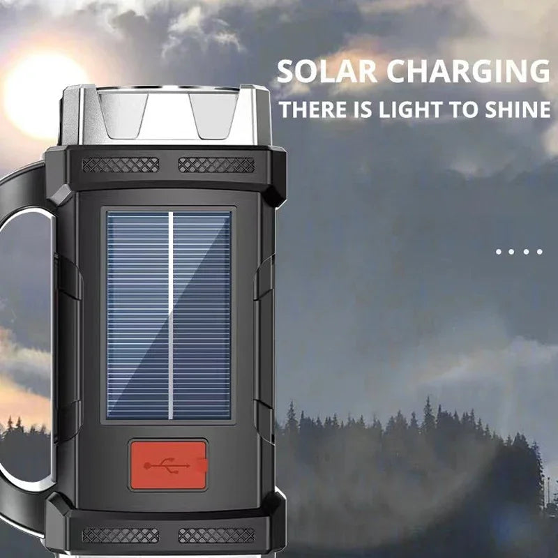 Rechargeable Portable Hand Lamp 8/4 LED Powerful Flashlight Outdoor Camping Solar Charging Light USB Torch With COB Work Lantern Oasis Select