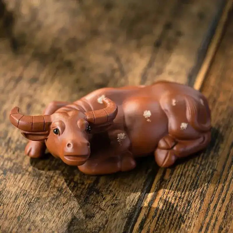 Purple Clay Tea Pet Water Buffalo Ornament Zodiac Ox Sculpture Creative Tea Set Tea Player Home Tea Ceremony Accessories Can Be Oasis Select Cinnabar